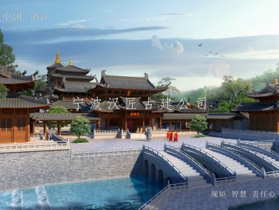 临海寺院重建规划设计方案鸟瞰图—积福禅寺